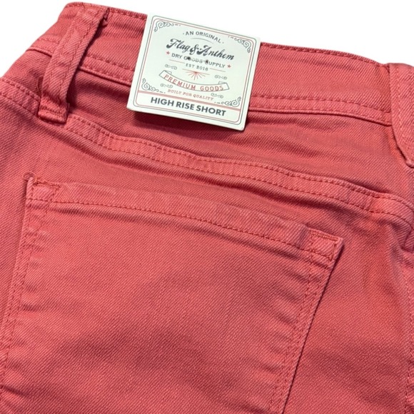 Flag & Anthem High Rise Denim Shorts Cuffed Hem Coral Pink Casual‎ Size 4/27 NWT - Picture 7 of 9